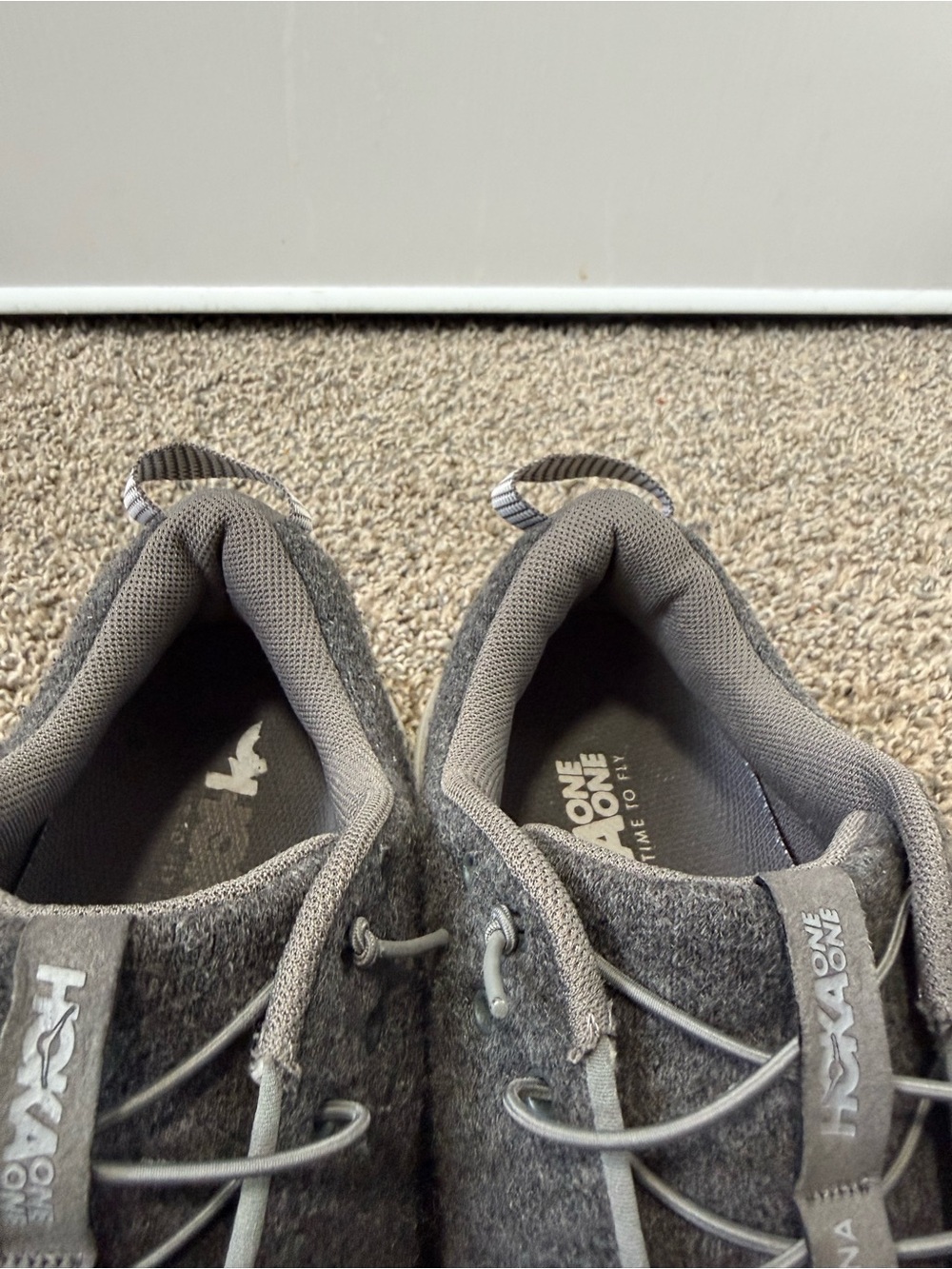 Hoka One One hupana Charcoal Gray Wool-Textured Sneakers - Picture 5 of 7